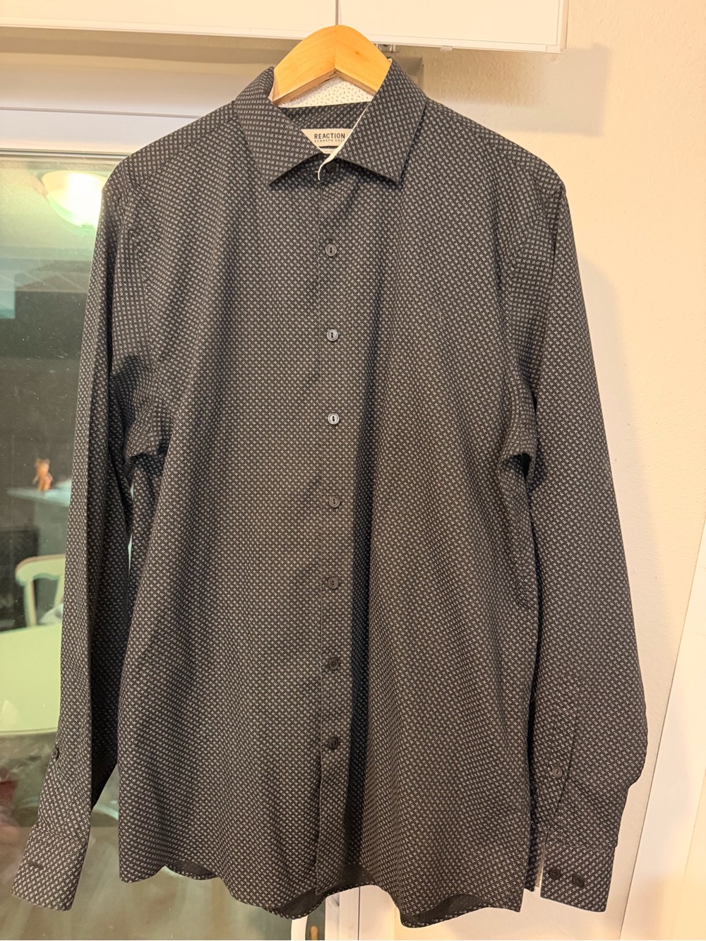 Kenneth Cole Navy Microdot Long-Sleeve Dress Shirt